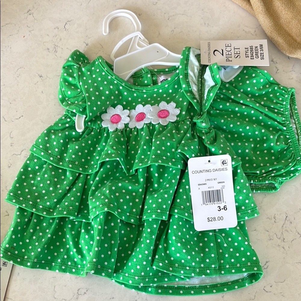 Counting Daisies NWT Green Polka Dot Dress and Bloomers